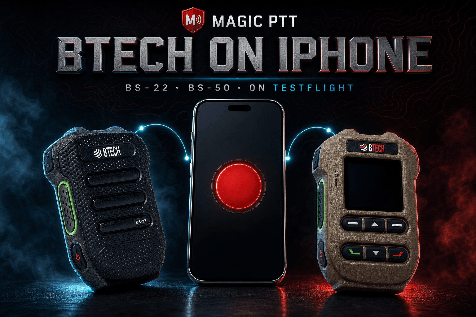 Magic PTT with BTech mic on iPhone